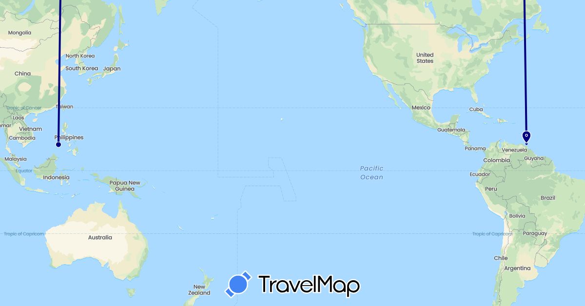 TravelMap itinerary: driving in Philippines, Trinidad and Tobago (Asia, North America)